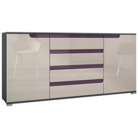 SIDEBOARD Sylt Sandgrau Hochglanz / Brombeer Hochglanz - Sandfarben, Holzwerkstoff (166.5/75.5/35cm) - Vladon