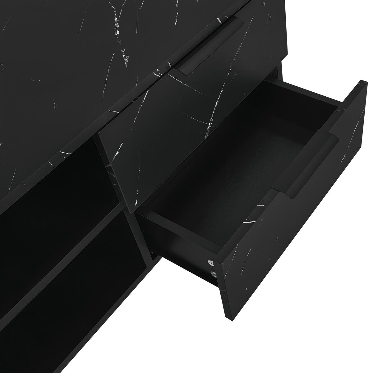 TV-MÖBEL Schwarz und Holzfarbe 200/38/50 cm - Schwarz, Holzwerkstoff (200/50/38cm) - PANGIVO