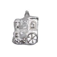 CHRISTBAUMSCHMUCK Weihnachtsmann auf der Lok Silberfarbig 9cm (Glas / 1 Stk.) - Silberfarben, Glas (3/8/7cm) - Krebs Glas Lauscha