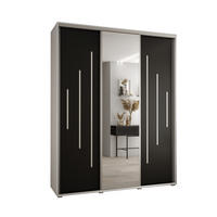 SCHWEBETÜRENSCHRANK 235,2/200/60 3-türig - Silberfarben/Schwarz, Holz/Metall (200/235/60cm) - Abiks Möbel