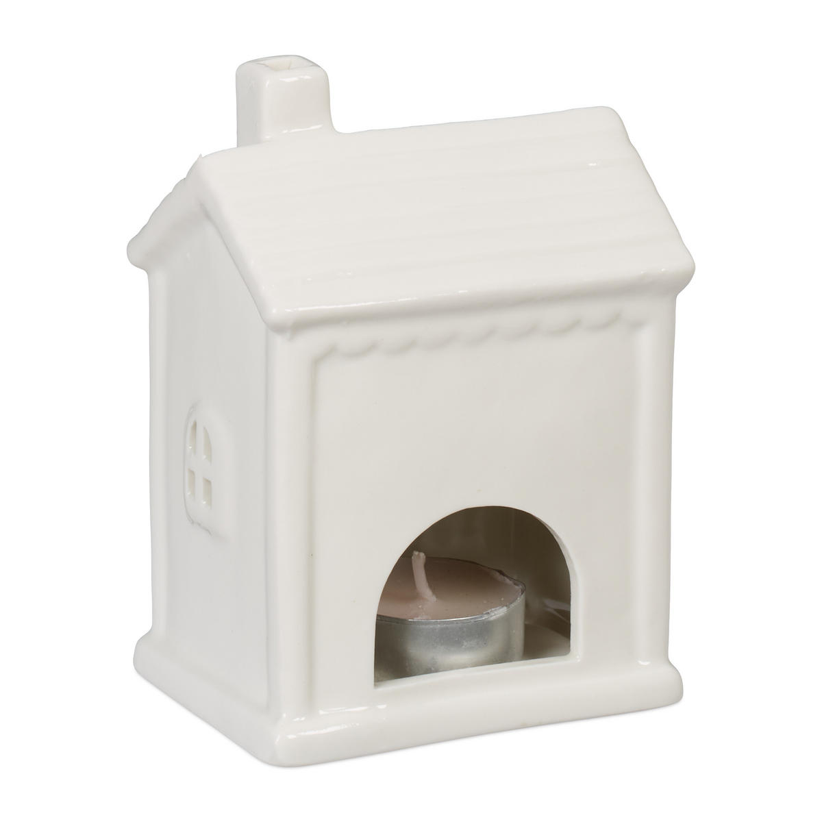 TEELICHTHAUS - Weiß, Keramik (12.5cm) - Relaxdays