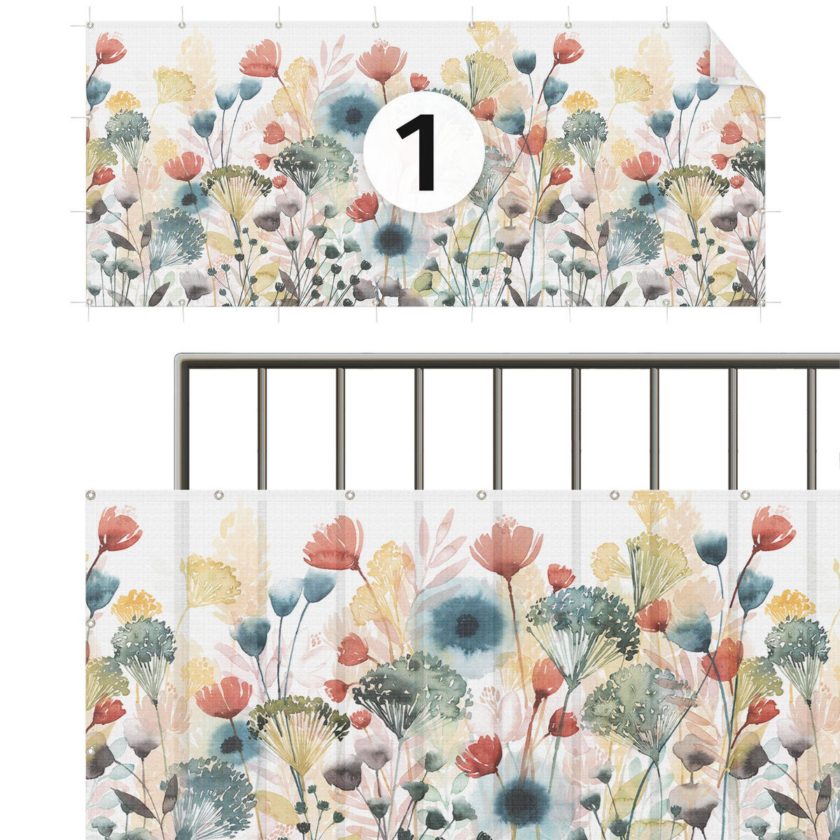 BALKON SICHTSCHUTZ Wildblumen im Sommer III 350/100 cm - Multicolor, Kunststoff (350/100cm) - Bilderwelten