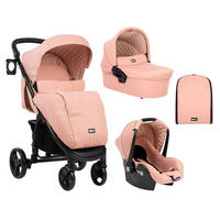 KOMBIKINDERWAGEN Madrid 3 in 1 rosa Babyschale, Babywanne, faltbar, Tasche - Pink/Rosa, Metall (107/58/70cm) - Kikka boo