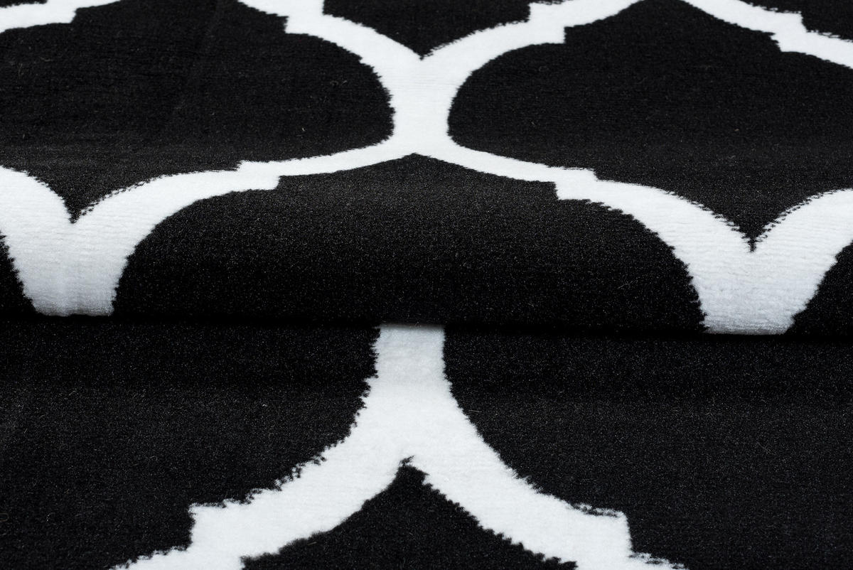 TEPPICH LUXURY Schwarz Marokkanisch Rauten 140/200 cm - Schwarz, Textil (140/200cm) - Tapiso
