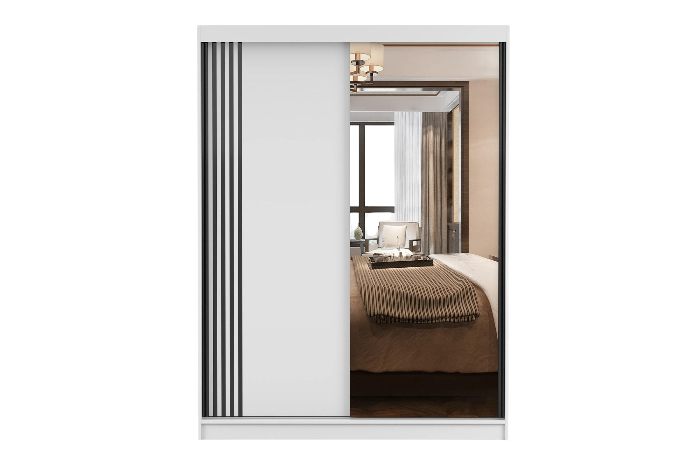 SCHWEBETÜRENSCHRANK VELMA 07 150/200 in Weiß mit Spiegel - Weiß, Holzwerkstoff (150/61/200cm) - Deine Möbel 24