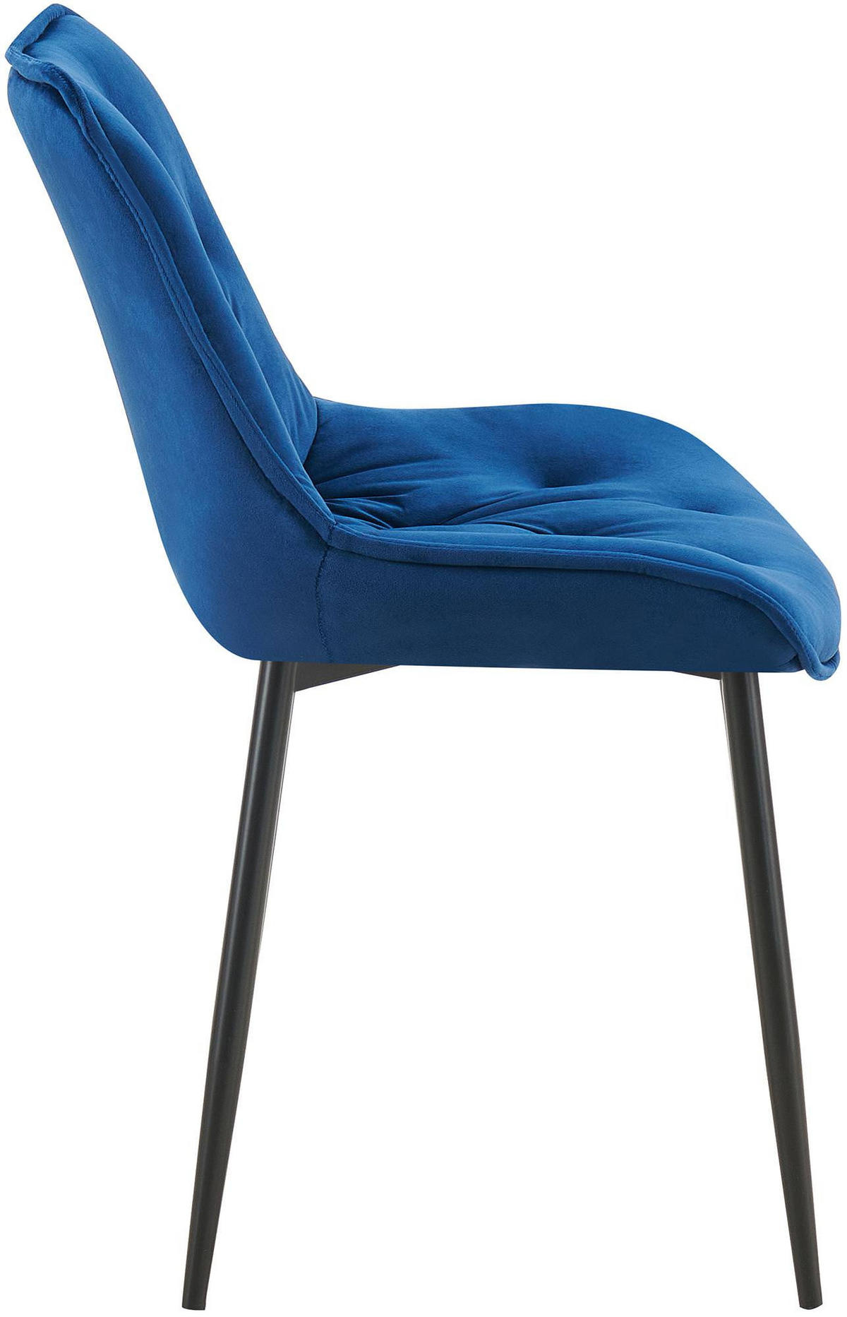 STUHL Samt blau - Blau/Schwarz, Textil/Metall (52/84/59cm) - CLP