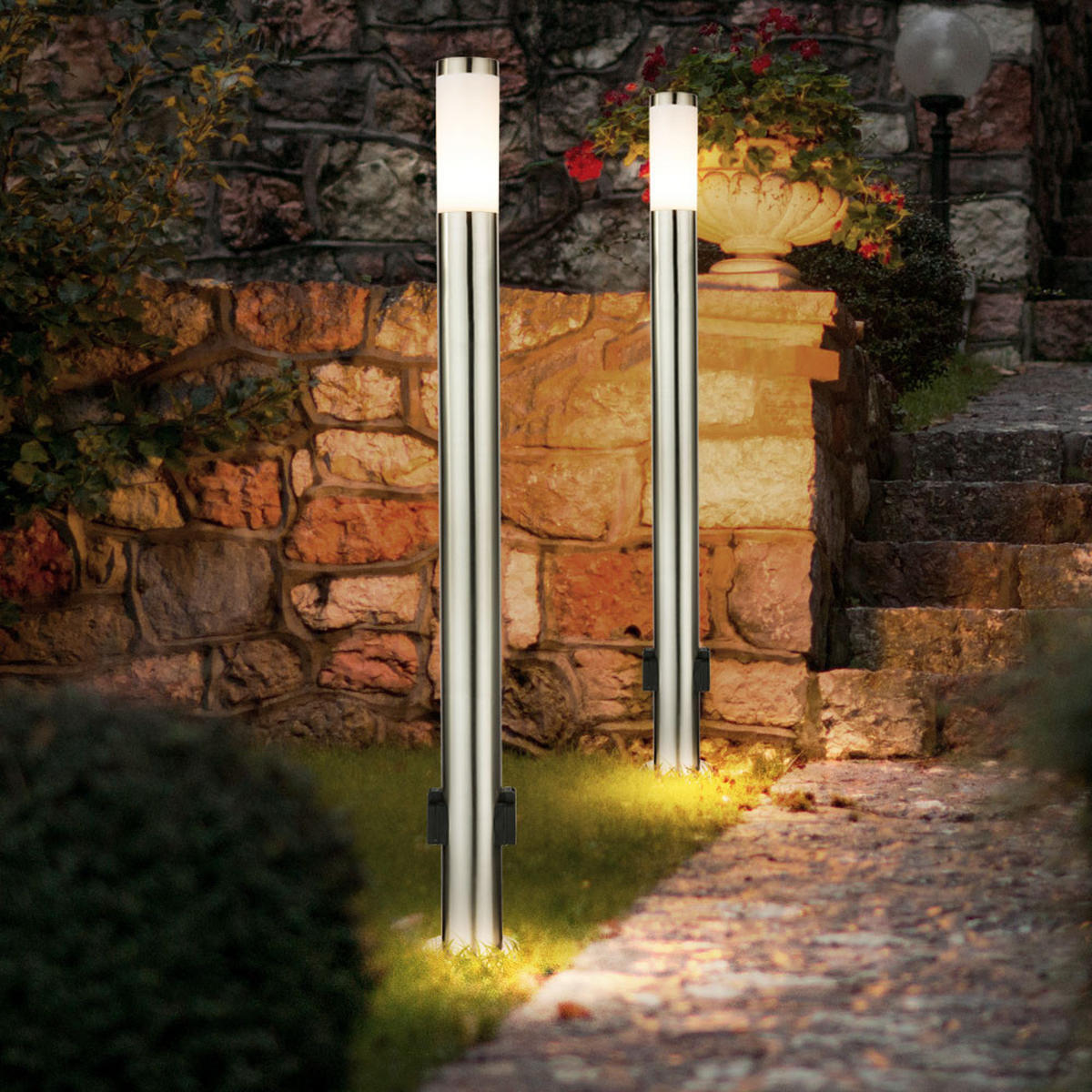 LED STEHLEUCHTE Silber opal - Silberfarben, Metall (13.1/13.1/110cm) - Globo Lighting