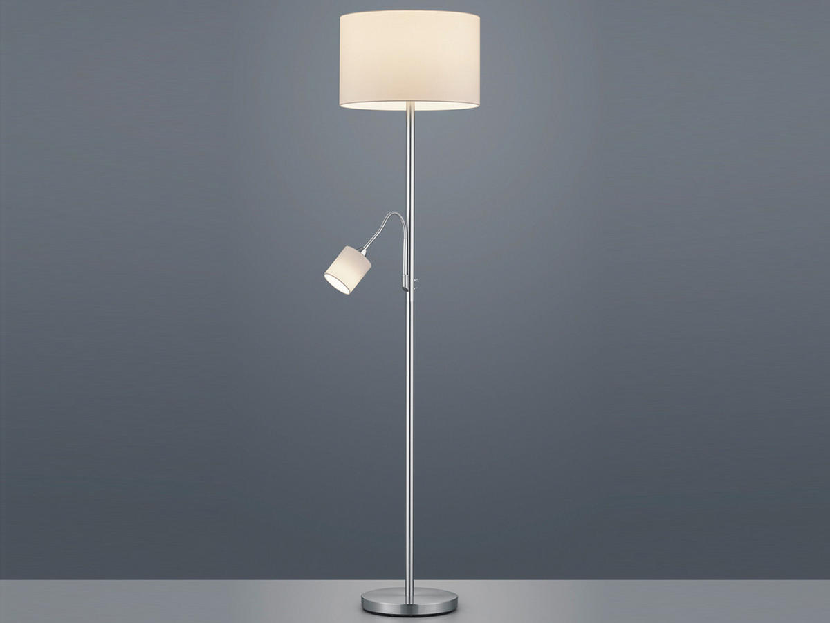LED-STEHLAMPE Weiß Höhe 170cm, mit Leselampe - Weiß, Textil (40/40/170cm) - meineWunschleuchte