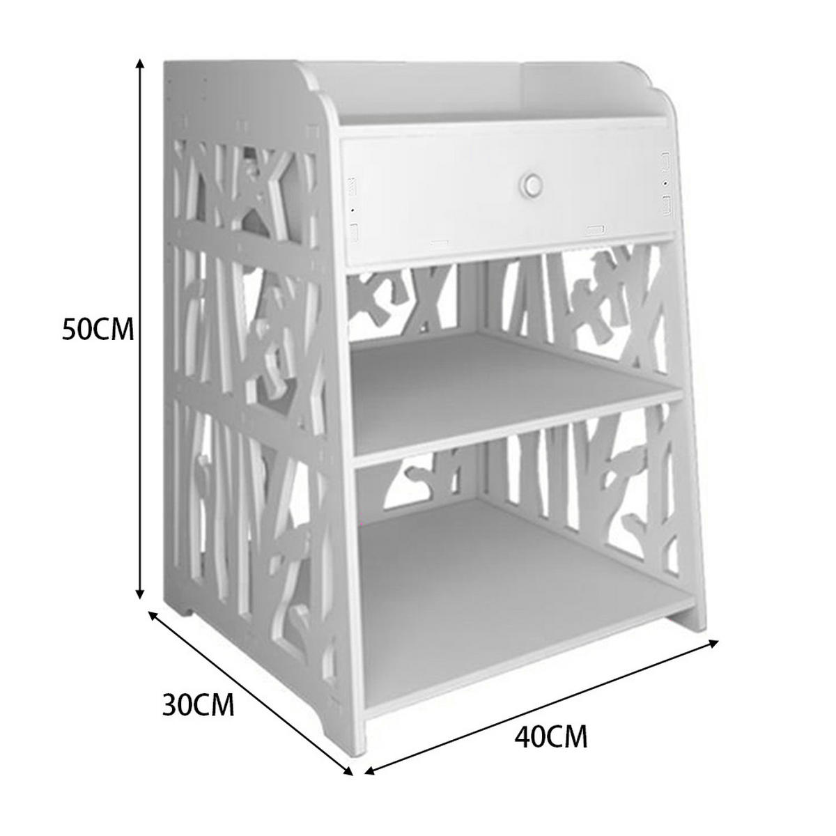 NACHTTISCH 40/30/50 cm Schublade Fächer WPC-Platten Weiß - Weiß, Holzwerkstoff (40/50/30cm) - Livingandhome