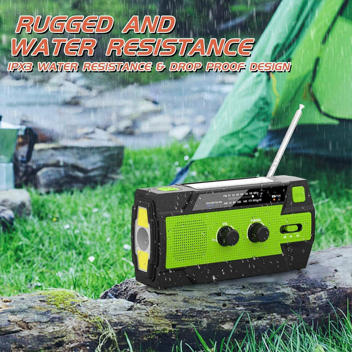RADIO – FM/AM – 4000-mAh-Akku / LED-Taschenlampe – Grün - Grün, Kunststoff (20.2/9.8/7.2cm)