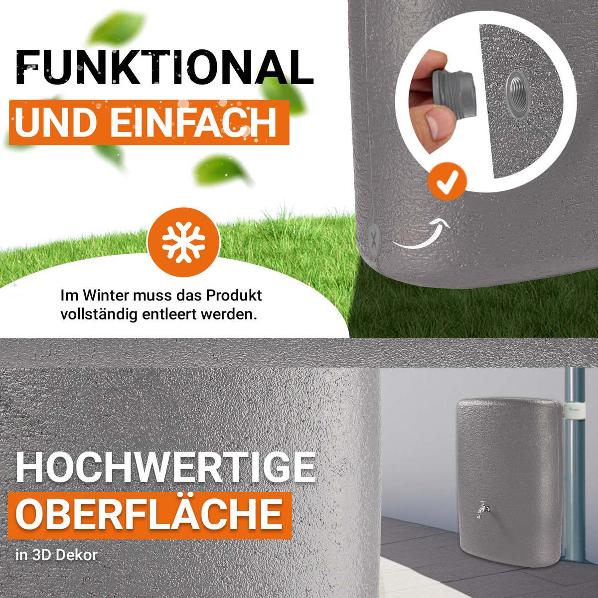 WANDTANK 275 L, graphite grey - Grau, Kunststoff (40/105/80cm) - GARANTIA
