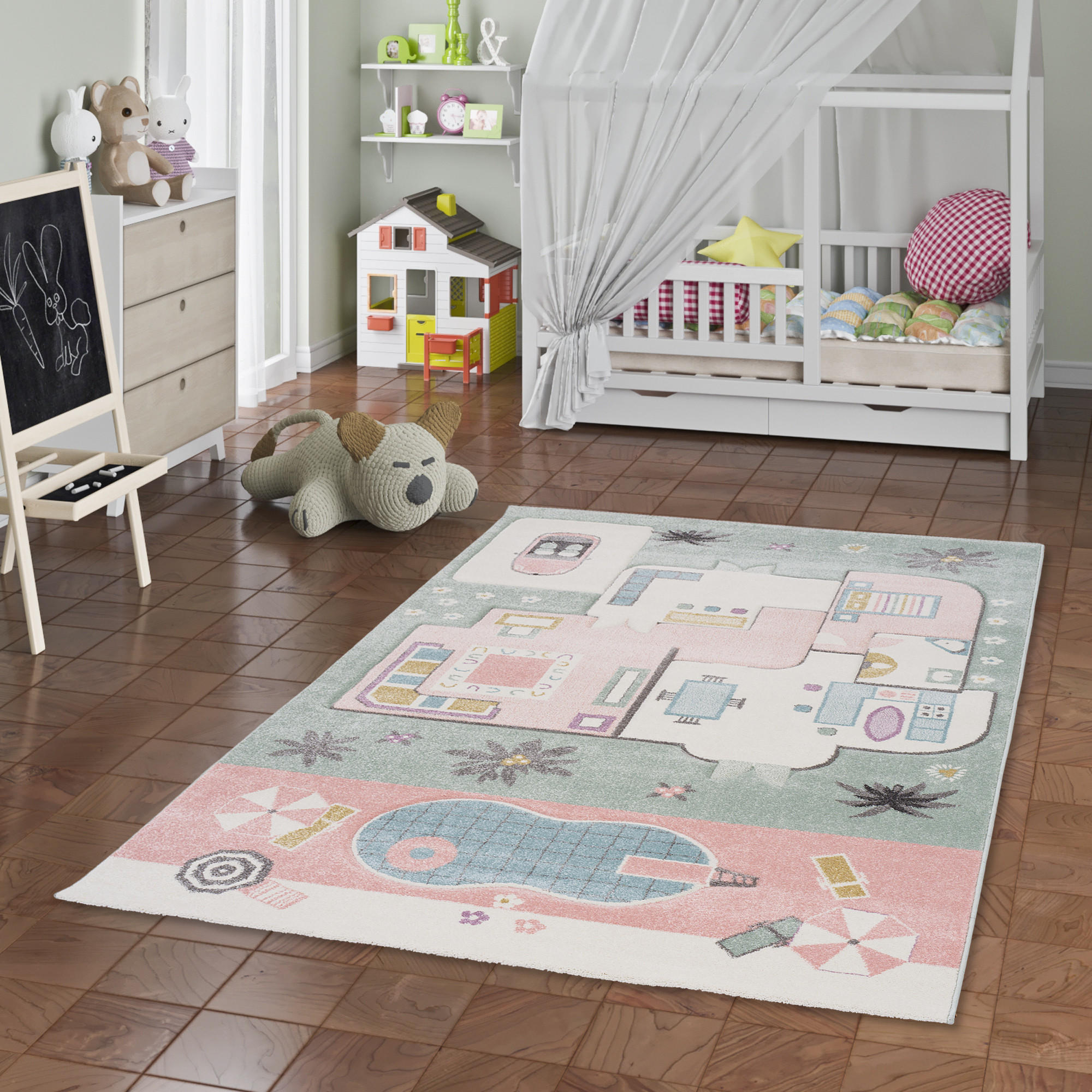 KINDER TEPPICH MAUI KIDS PINK HOUSE - Rosa, Textil (140/200cm) - Pergamon