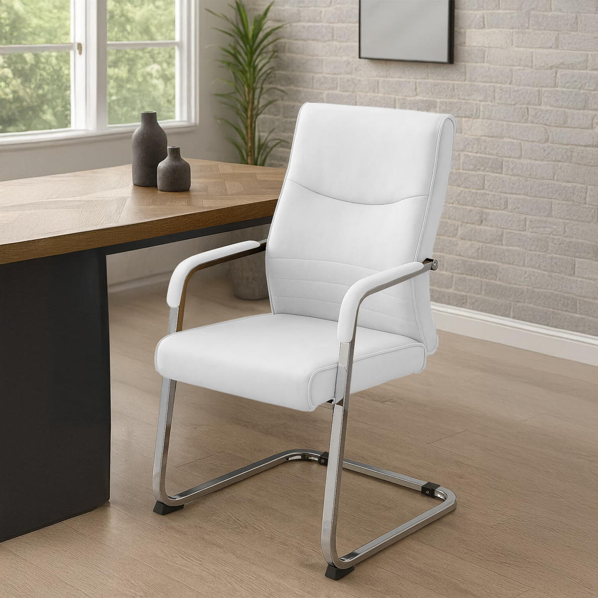 SCHWINGSTUHL 2er Set Lederlook Weiß - Weiß, Textil/Metall (55/88/60cm) - CLP