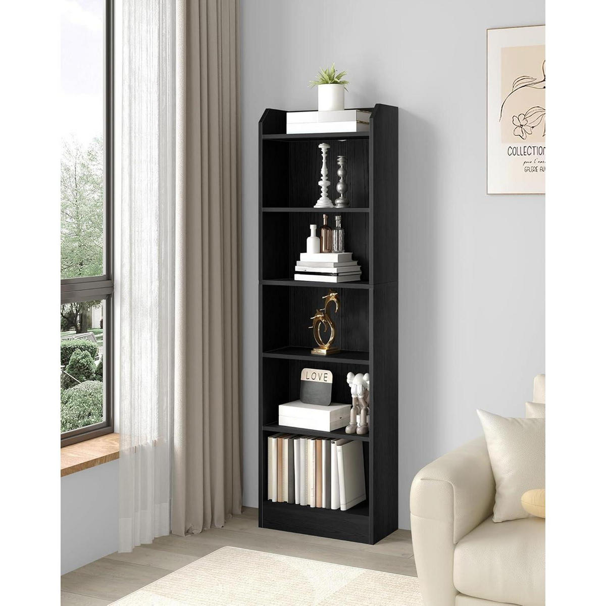 BÜCHERREGAL Standregal Schwarz 24 x 48 x 169,5 cm - Schwarz, Holzwerkstoff (48/169.5/24cm)