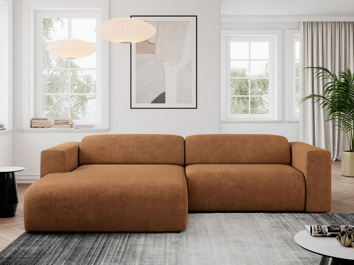 ECKSOFA PASADENA Orange Struktur - Links Seite - Schwarz/Orange, Kunststoff/Textil (288/180cm) - MKS