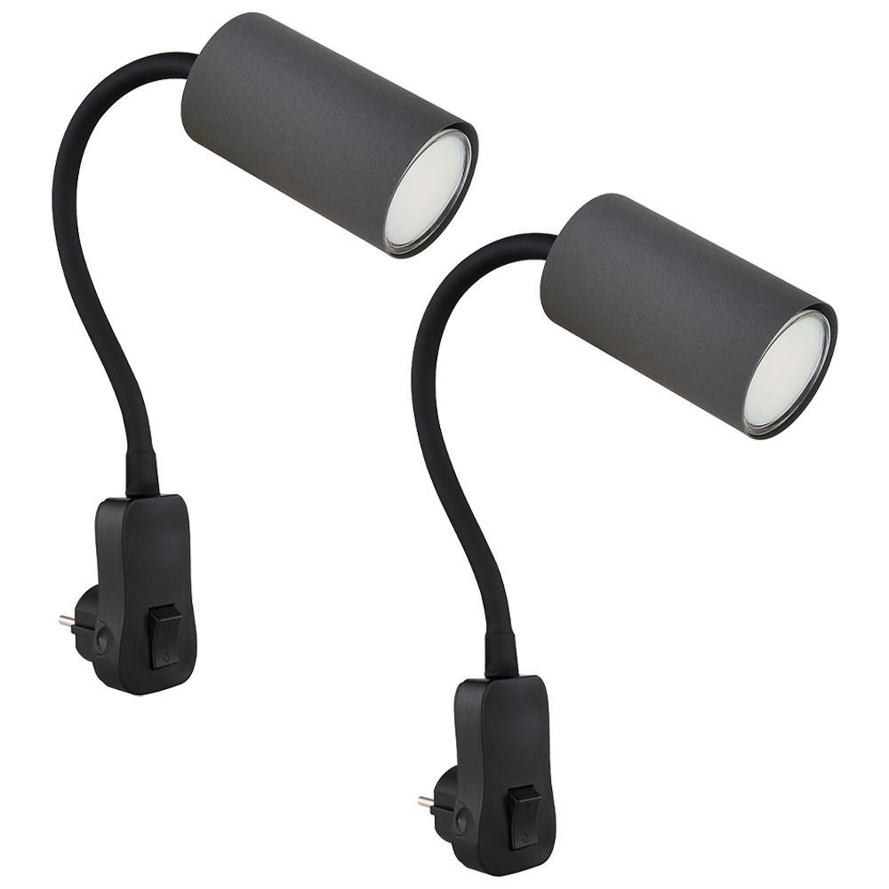 WANDLEUCHTE Metall Schwarz Schwanenhals 2er Set - Schwarz, Metall (5.5/43/32cm) - Globo Lighting