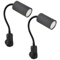 WANDLEUCHTE Metall Schwarz Schwanenhals 2er Set - Schwarz, Metall (5.5/43/32cm) - Globo Lighting