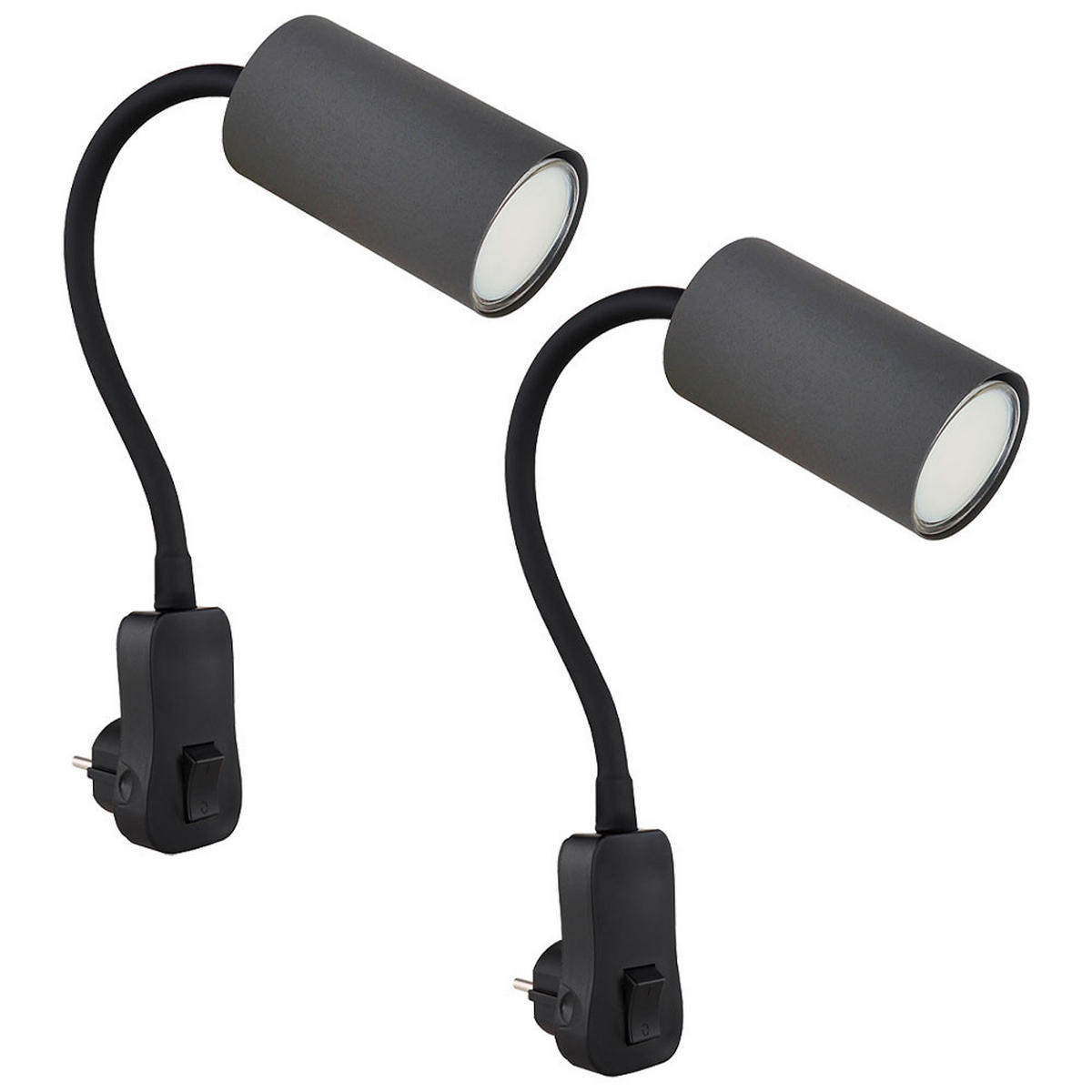 WANDLEUCHTE Metall Schwarz Schwanenhals 2er Set - Schwarz, Metall (5.5/43/32cm) - Globo Lighting