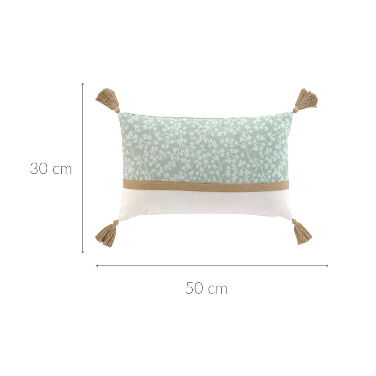 KISSEN mit dekorativen Fransen 30/50 cm - Grün, Naturmaterialien (30/50cm) - Douceur d´intérieur
