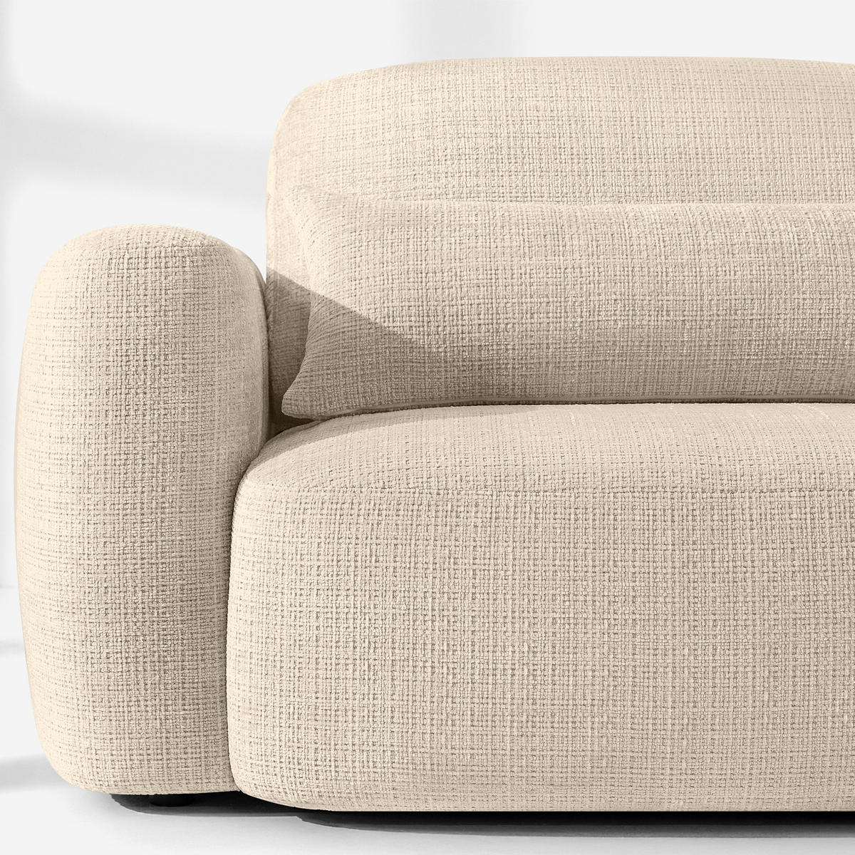 SITZGARNITUR ELOSA - Creme, Holz/Textil (245/85/165cm) - KONSIMO®