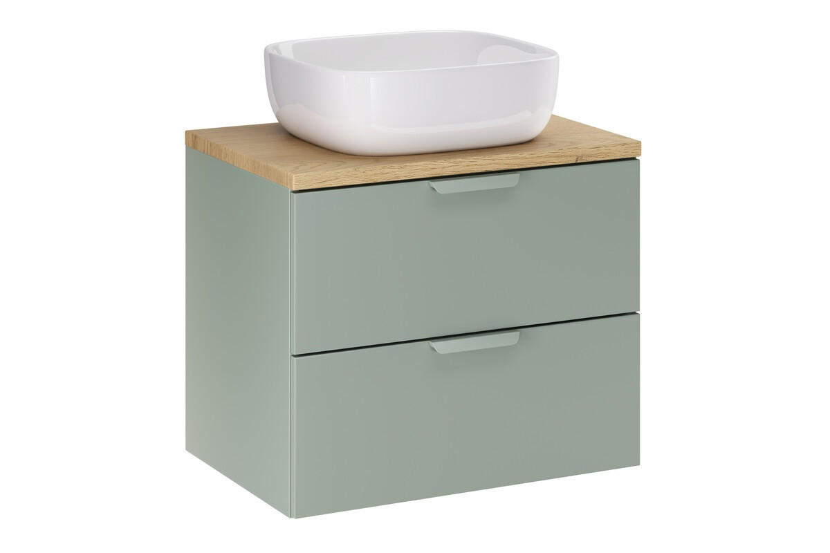 WASCHTISCHKOMBI 60 cm 3 Teile - Aster Green A BM413 in Grün Matt - Weiß Hochglanz/Grün, Holz/Keramik (60/52.2/46cm)