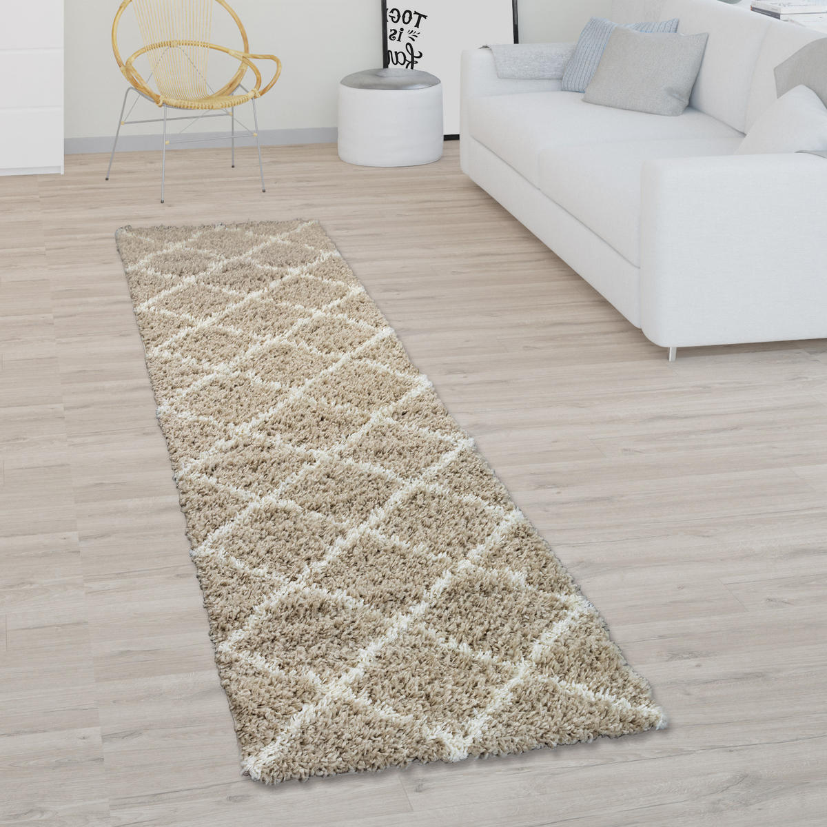 HOCHFLORTEPPICH 60/100 cm Kalmar 441 - Beige, Textil (60/100cm) - Paco Home