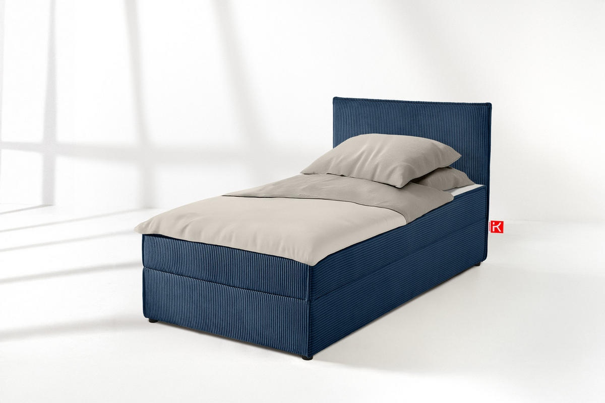 BOXSPRINGBETT ROTI Einzelbett, marineblau - Schwarz/Dunkelblau, Holz/Holzwerkstoff (80/200cm) - KONSIMO®