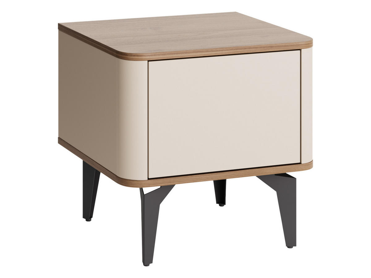NACHTTISCH Aurena AU10 - Kaschmir/Nussbaumfarben, Holzwerkstoff/Metall (48/47/41cm) - MIRJAN24