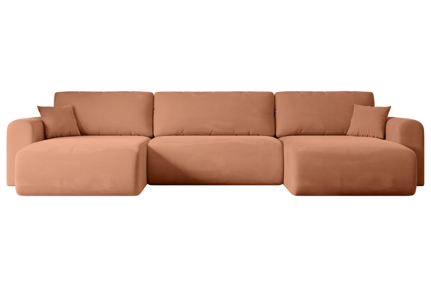 WOHNLANDSCHAFT mit Schlaffunktion und Bettkasten ORRO-U - 362x145x83 cm Koralle Velours - Koralle/Schwarz, Holzwerkstoff/Kunststoff (362/83/145cm) - ALTDECOR