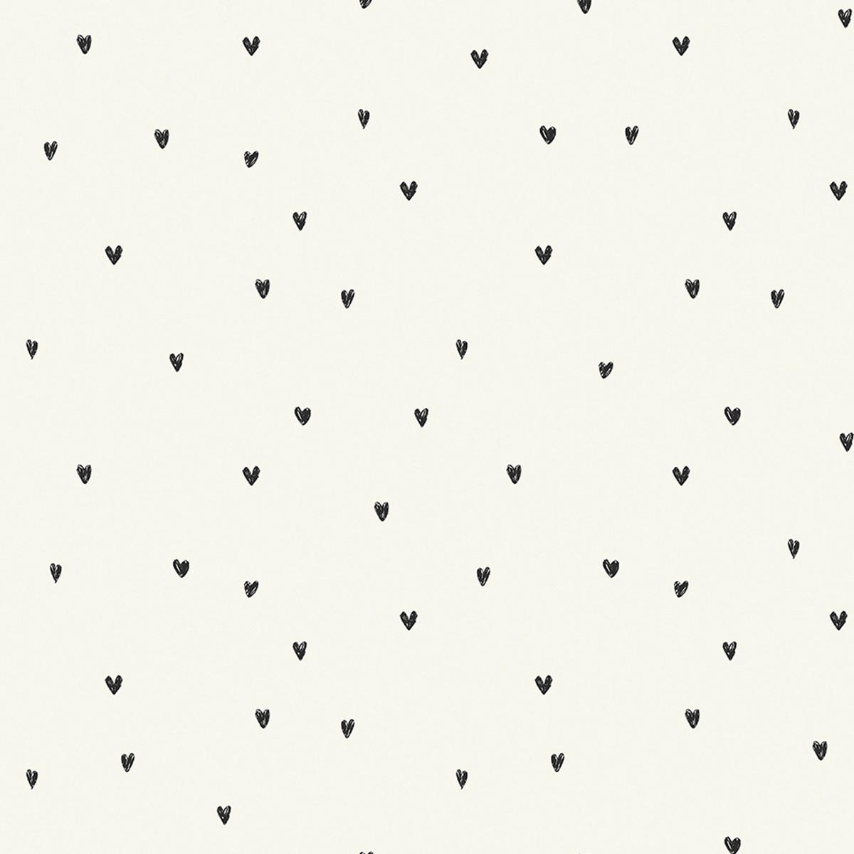 TAPETE Ditsy Heart - Schwarz/Weiß, Papier/Kunststoff (52/1000cm) - next