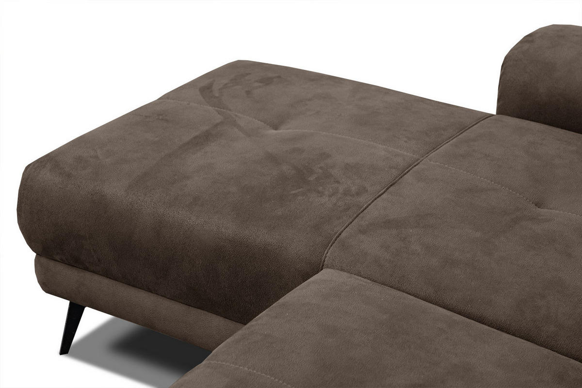 ECKSOFA FIERO 4-Sitzer, dunkelbraun - Dunkelbraun/Schwarz, Holzwerkstoff/Textil (158/269cm) - Courtois Laville