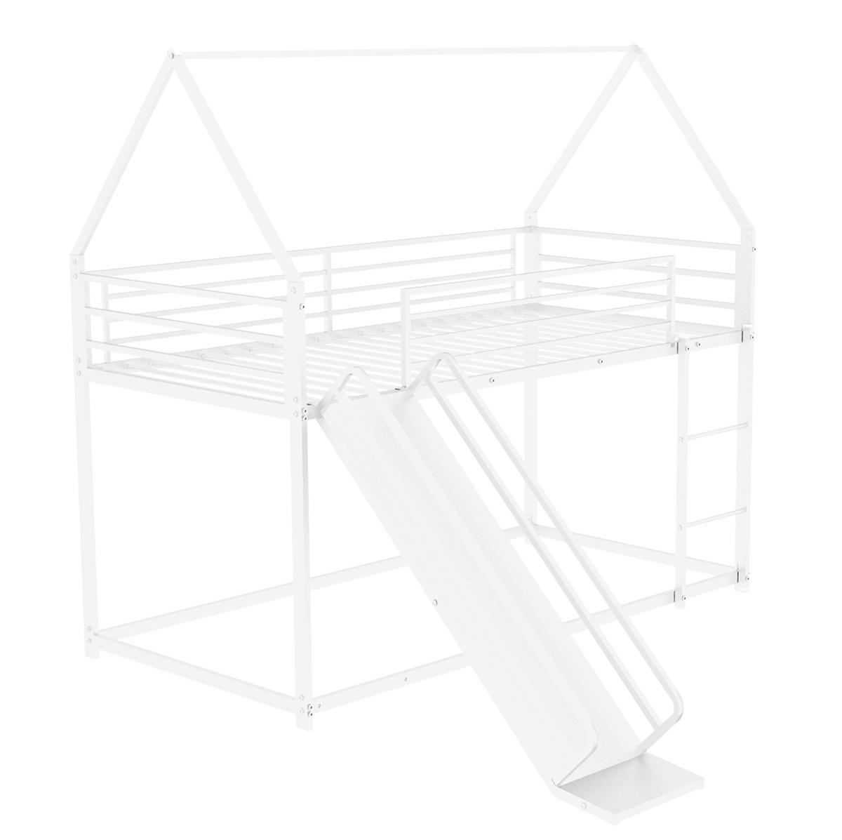 ETAGENBETT mit Rutsche 90x190 cm Metall Weiß - Weiß, Holzwerkstoff (90/190cm) - Beauniv