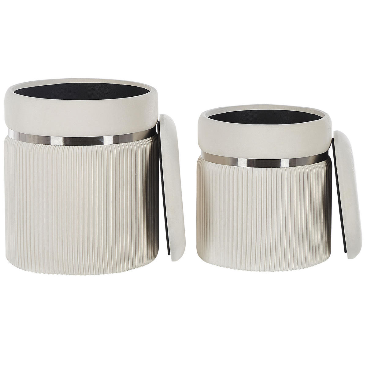 POUF Camdenton 36-31/36-31/44-38 cm - Weiß, Textil (36/38/36cm) - Beliani
