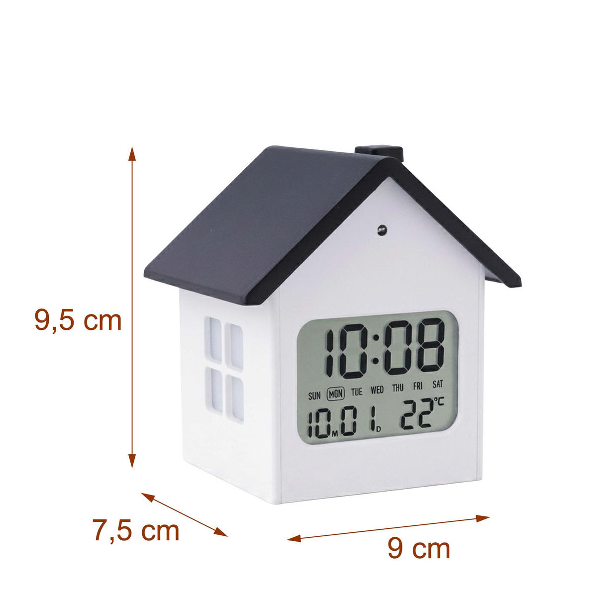 VÄCKARKLOCKA vit grå digital bakgrundsbelysning snooze - Vit, Glas/Plast (9/9.5/7.5cm) - Relaxdays