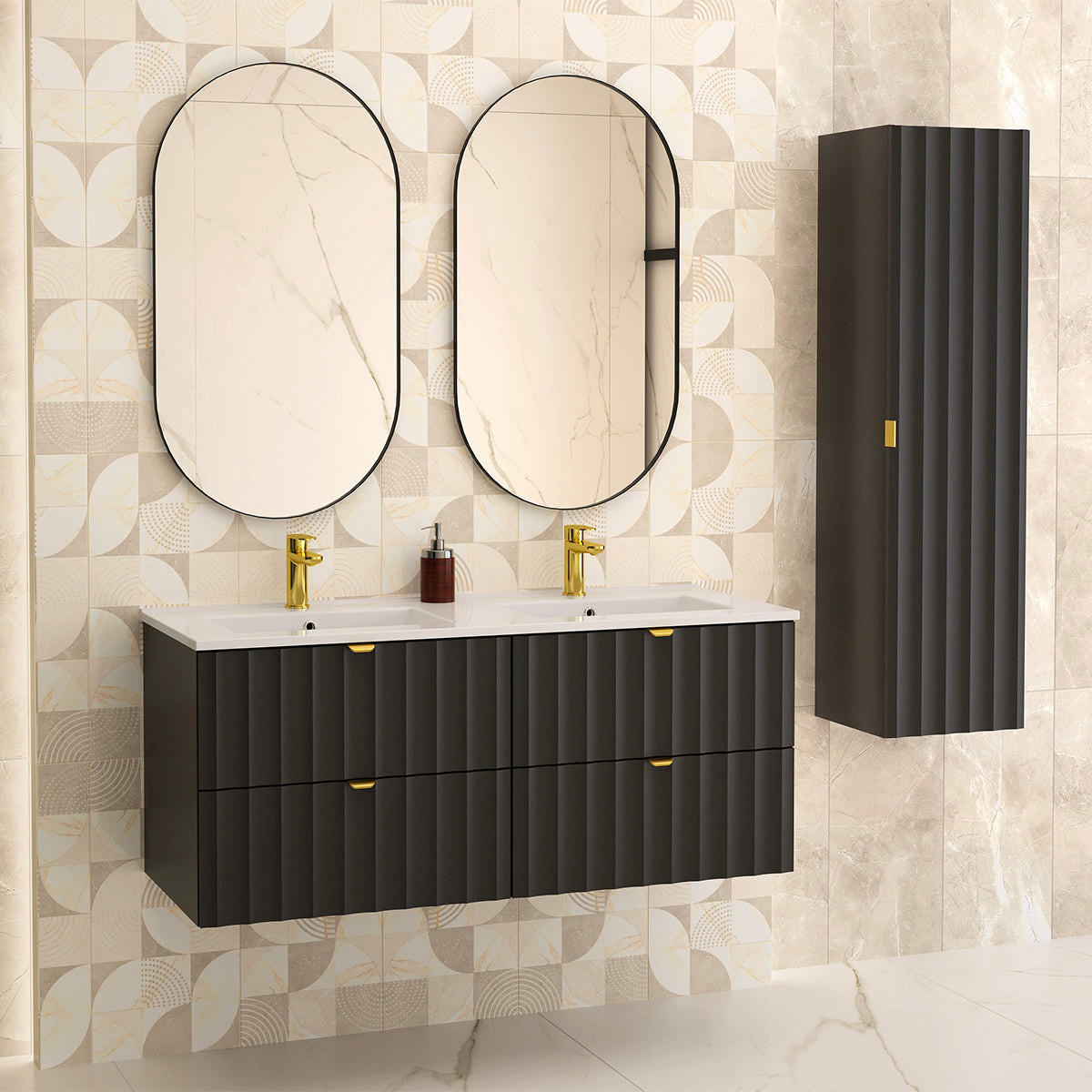 DONJI ELEMENT ZA UMIVAONIK 120cm Lexa Crni - crna, drvni materijal (120/50/45.8cm) - Petits-meubles