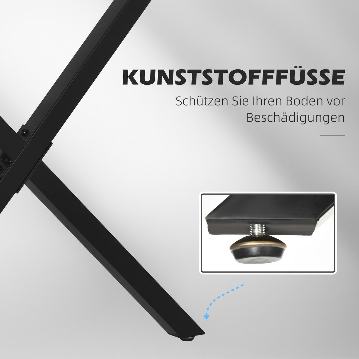 TISCHBEINE aus Stahl, 2 Stück, Schwarz - Schwarz, Metall (4/72/80cm) - HOMCOM