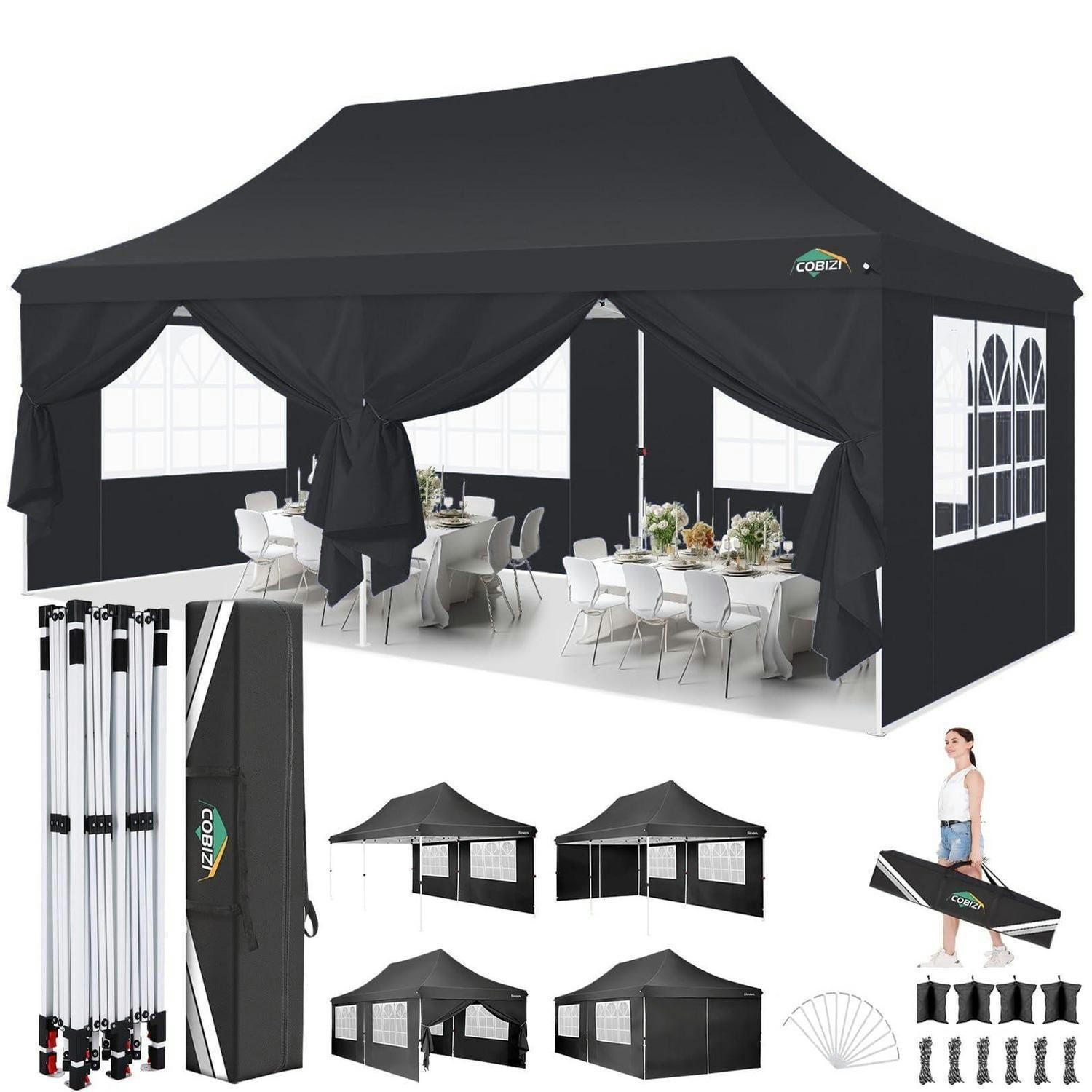 FALTPAVILLON 3 x 6 m Schwarz Wasserdicht UV50+ - Schwarz, Textil (300/300/600cm)