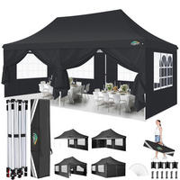 FALTPAVILLON 3 x 6 m Schwarz Wasserdicht UV50+ - Schwarz, Textil (300/300/600cm)