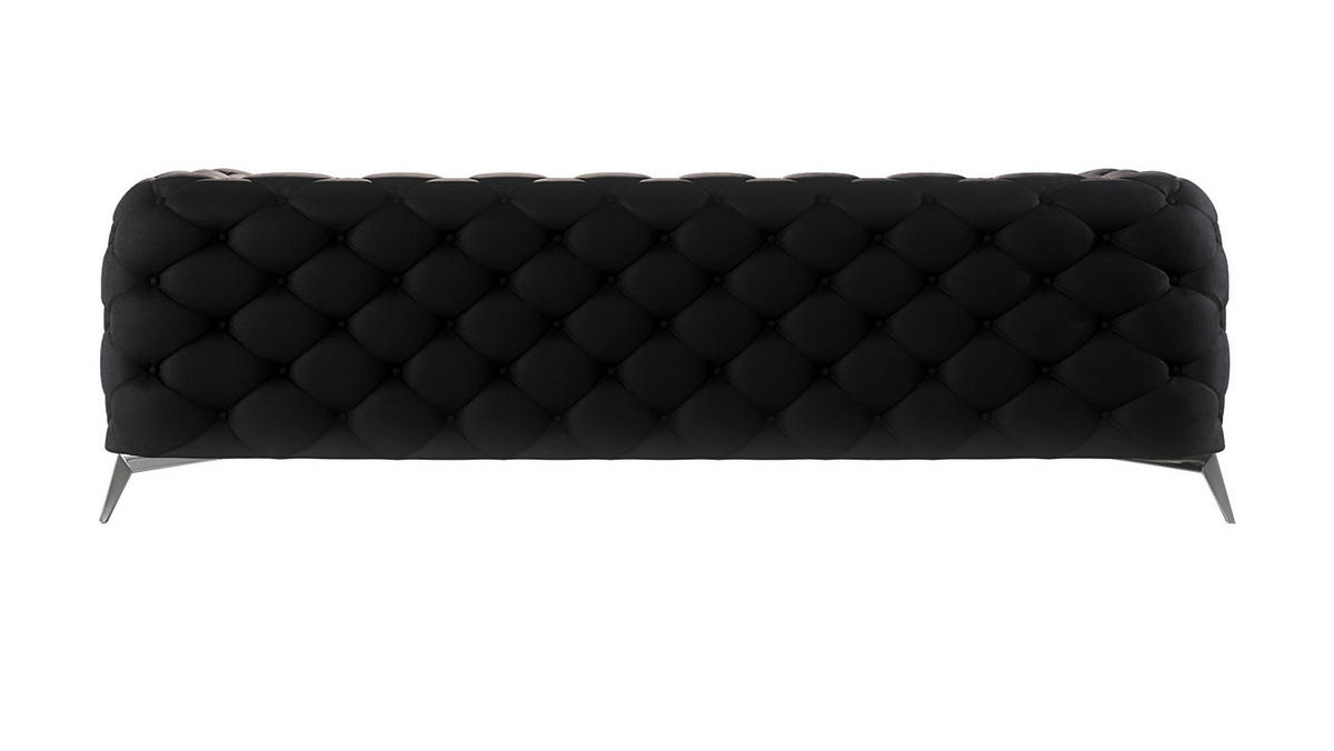 CHESTERFIELD-SOFA 3-Sitzer Laura Schwarz Samt - Silberfarben/Schwarz, Holz/Textil (243/75/100cm) - S-Style Möbel