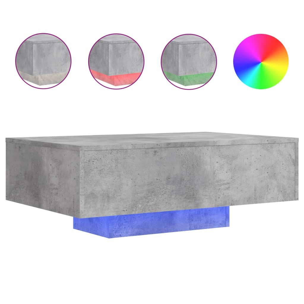 COUCHTISCH Mit Led-Leuchten Betongrau 85/55/31 Cm - Grau, Holzwerkstoff (85/55/31cm) - vidaXL