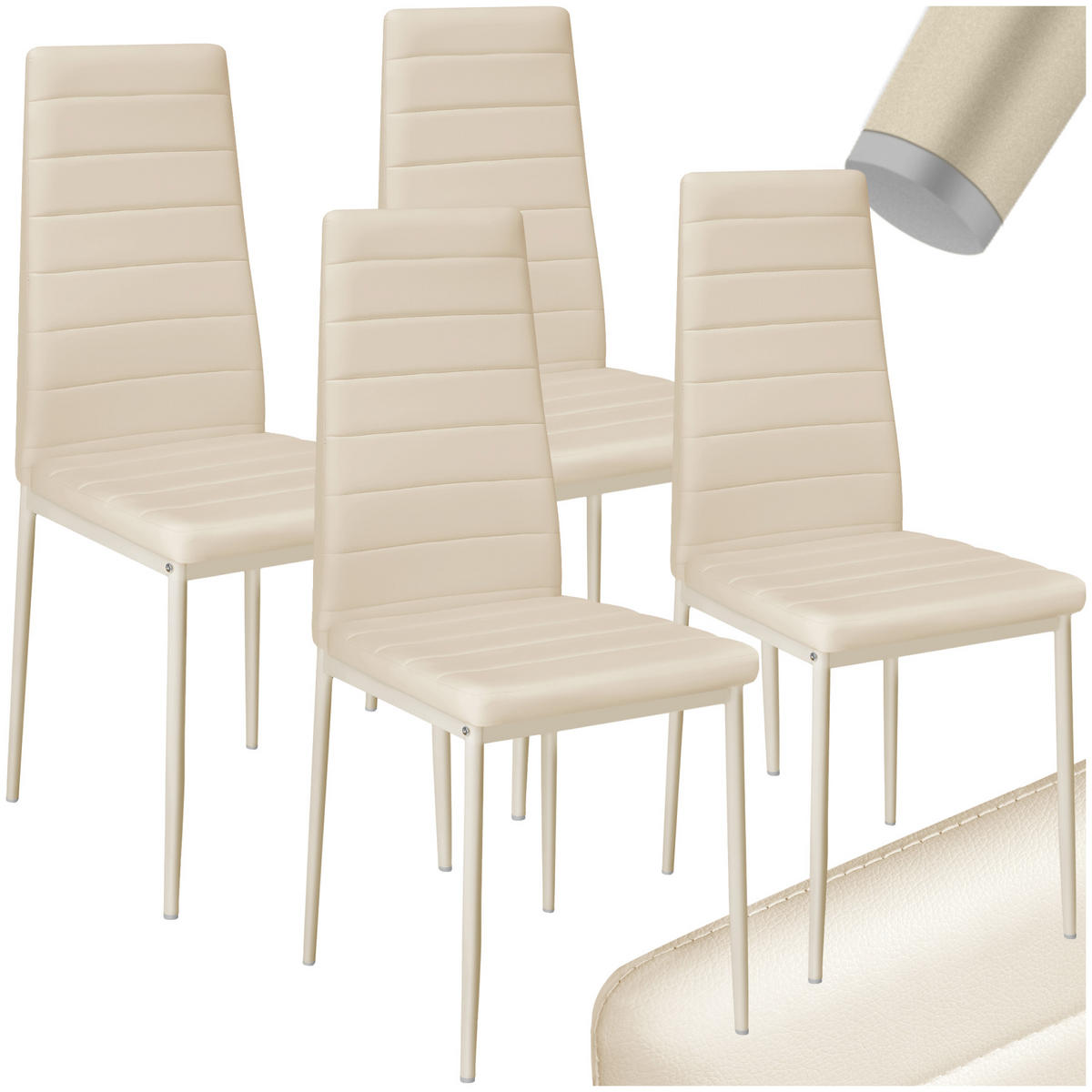ESSZIMMERSTUHL 4er Set Thomas 41 x 45 x 98 5 cm beige - Beige, Textil (48/98.5/45cm) - tectake
