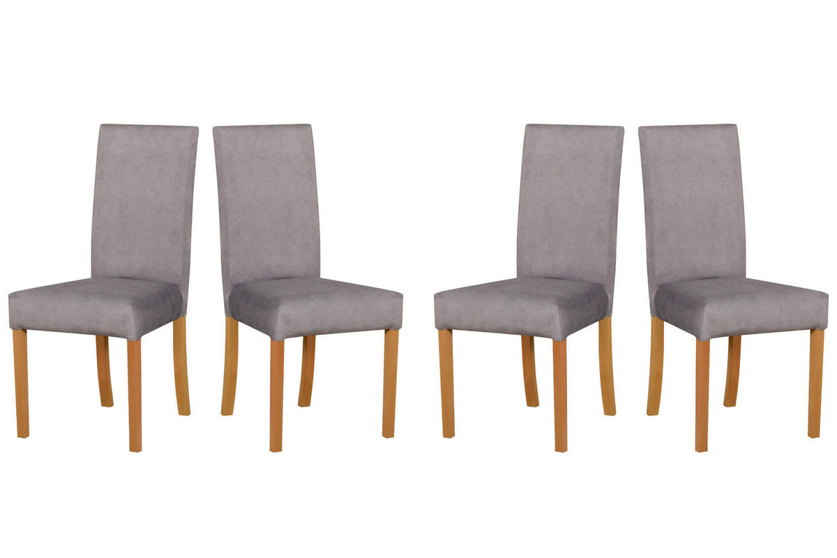 ESSZIMMERSTUHL - Set 4x Roma 2, grandson, zetta 302 - Birkefarben/Hellgrau, Holz (45/97/41cm) - Leaf Design