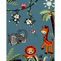 SPIELTEPPICH CASOLA Dschungel-Tiere Polypropylen Blau 120 x 170 cm - Blau, Textil (120/170cm) - KADIMA DESIGN