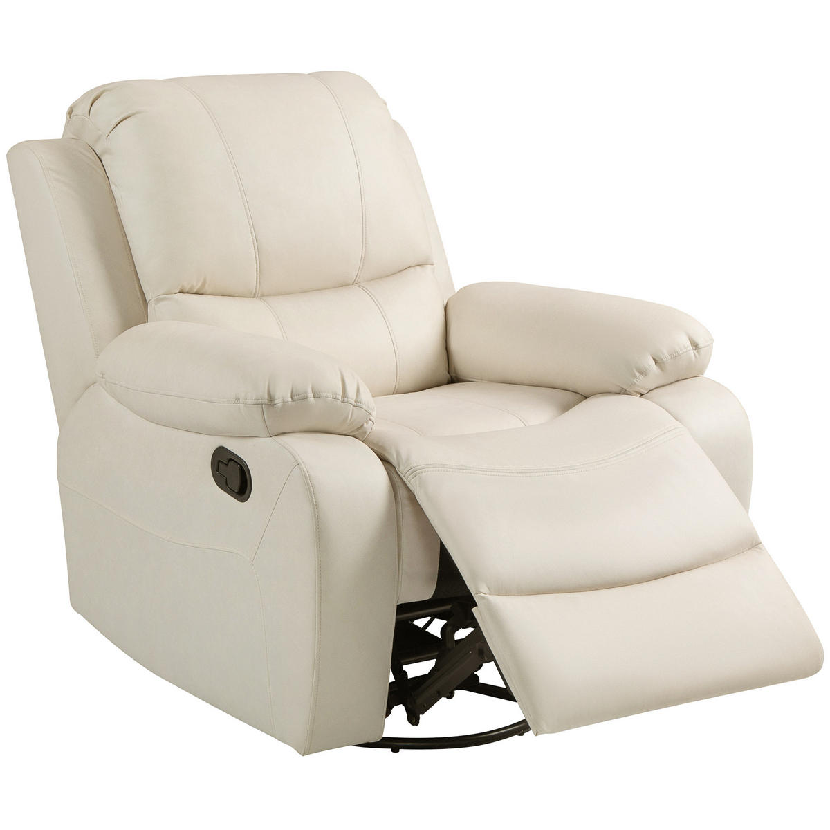 RELAXSESSEL DE-06296 verstellbare Lehne & Fußstütze, drehbar, Schaukelfunktion Cremeweiß - Creme, Textil/Metall (100/98/93cm) - ComfortXL
