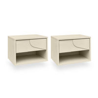 NACHTTISCHE 2er-Set schwebend beige mit je einer Schublade, Melamin-Oberfläche, FLORA - Beige, Holzwerkstoff (40/30/30cm) - Casanoov