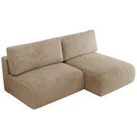 ECKSCHLAFSOFA VIVO L Beige Plüsch - rechts - Beige/Schwarz, Kunststoff/Textil (150/223cm) - MKS