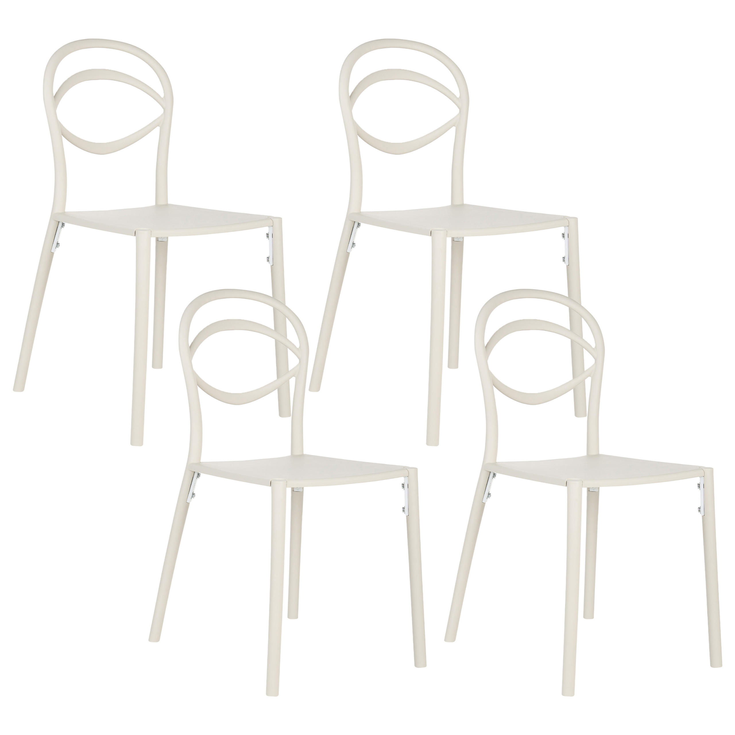 GARTENSTUHL 4er-Set Cremeweiß Covolo - Weiß, Kunststoff (50/86/52cm) - Beliani