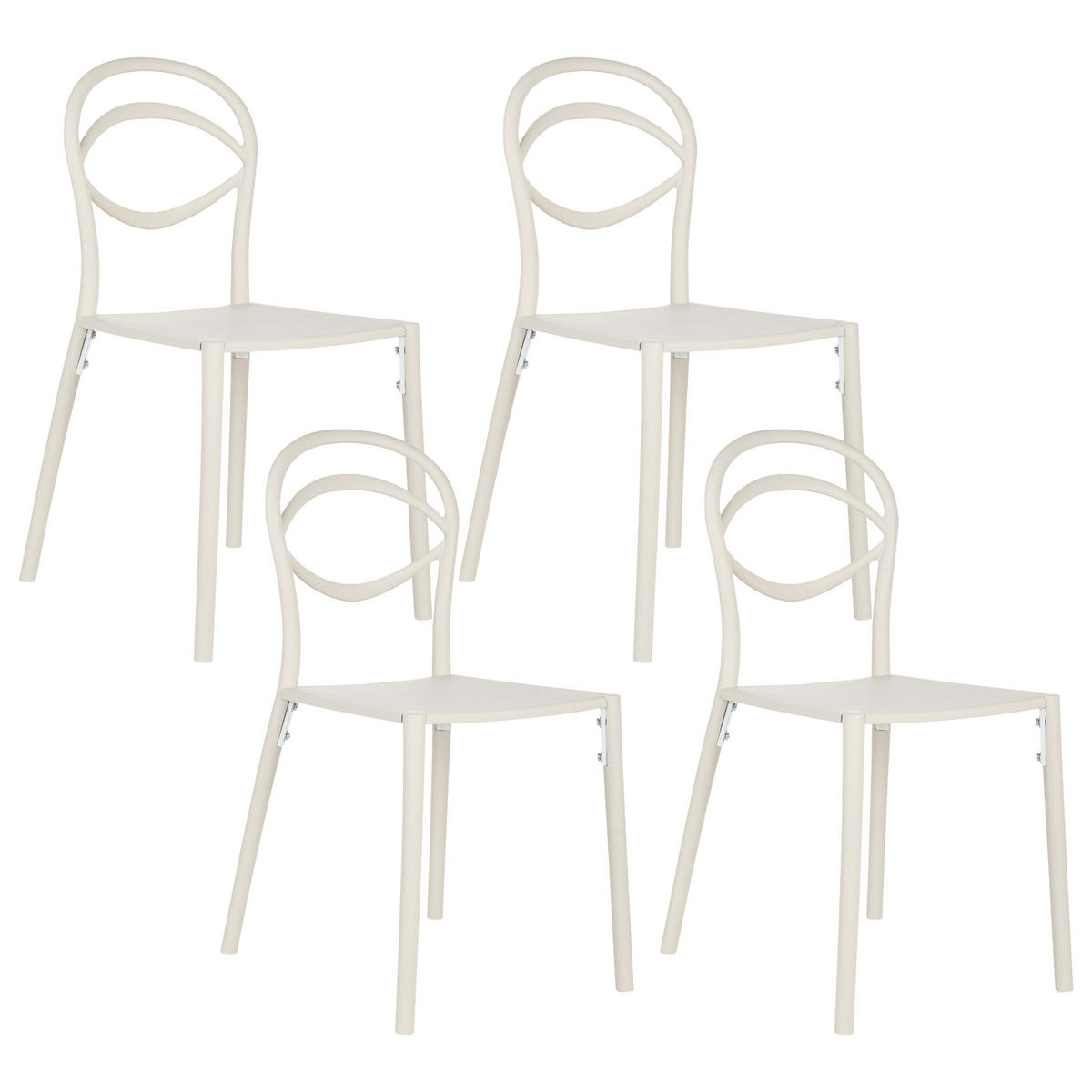 GARTENSTUHL 4er-Set Cremeweiß Covolo - Weiß, Kunststoff (50/86/52cm) - Beliani
