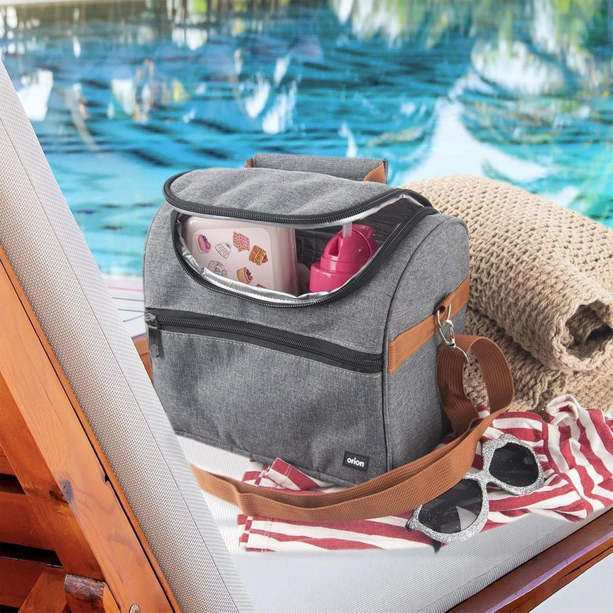 THERMOTASCHE mit Schultergurt 5,5 l Grau - Grau, Textil (18/22/23cm) - Orion 