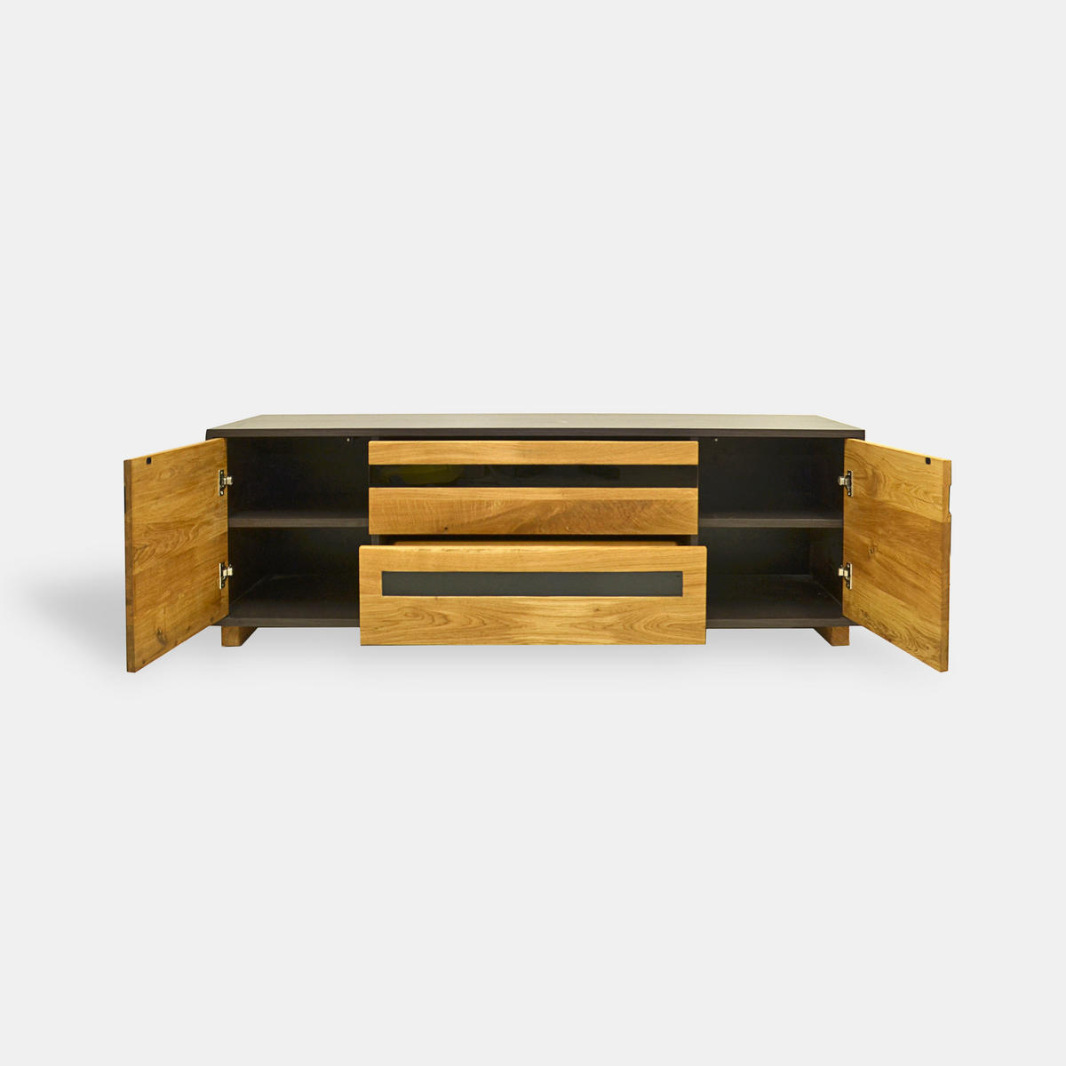 LOWBOARD aus Massivholz mit 2 Schubladen 155 cm breit LAGOS - Eichefarben, Holz (155/50/40cm) - Rawood Furniture